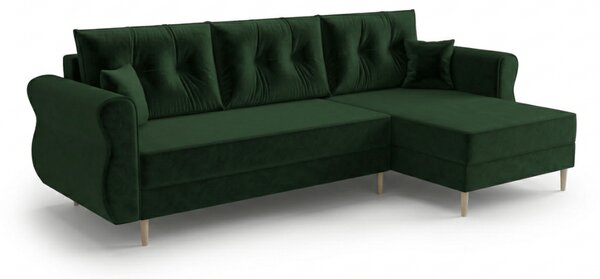 Rozkladacia obojstranná sedacia súprava do L SILVIANO 230x140 cm, tmavozelená