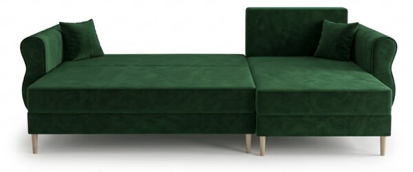 Rozkladacia obojstranná sedacia súprava do L SILVIANO 230x140 cm, tmavozelená