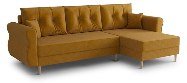 Rozkladacia obojstranná sedacia súprava do L SILVIANO 230x140 cm, horčicová