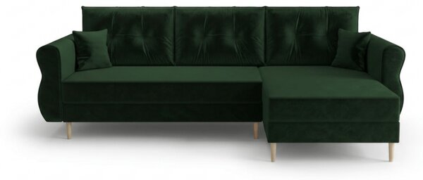 Rozkladacia obojstranná sedacia súprava do L SILVIANO 230x140 cm, tmavozelená