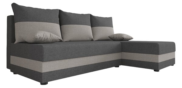 Rozkladacia obojstranná sedacia súprava do L VALERIO SLIM 200x140 cm, tmavosivá/svetlosivá + 2 vankúšiky ZDARMA