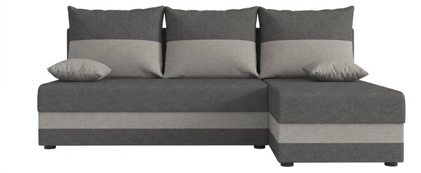 Rozkladacia obojstranná sedacia súprava do L VALERIO SLIM 200x140 cm, tmavosivá/svetlosivá + 2 vankúšiky ZDARMA