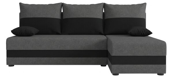 Rozkladacia obojstranná sedacia súprava do L VALERIO SLIM 200x140 cm, tmavosivá/antracitová + 2 vankúšiky ZDARMA
