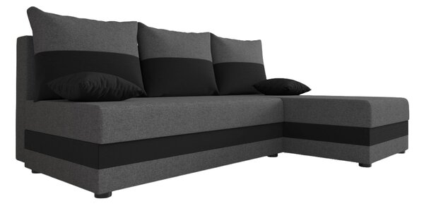 Rozkladacia obojstranná sedacia súprava do L VALERIO SLIM 200x140 cm, tmavosivá/antracitová + 2 vankúšiky ZDARMA