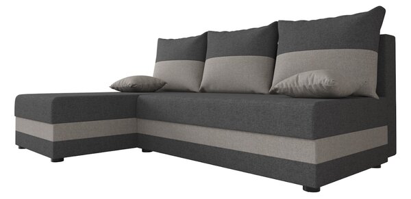 Rozkladacia obojstranná sedacia súprava do L VALERIO SLIM 200x140 cm, tmavosivá/svetlosivá + 2 vankúšiky ZDARMA