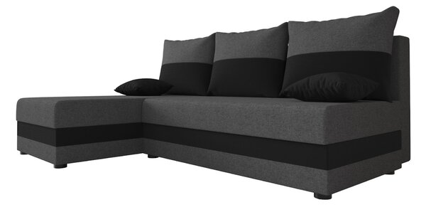 Rozkladacia obojstranná sedacia súprava do L VALERIO SLIM 200x140 cm, tmavosivá/antracitová + 2 vankúšiky ZDARMA