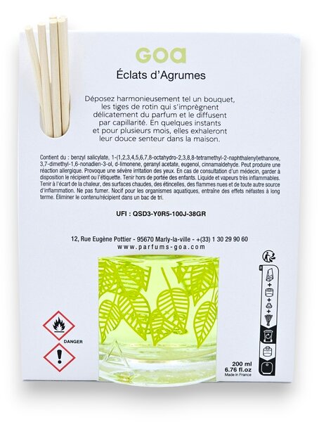 ÉCLAT D´AGRUMES 200 ml | svieža citrusová energizujúca vôňa | aróma difuzér GOA