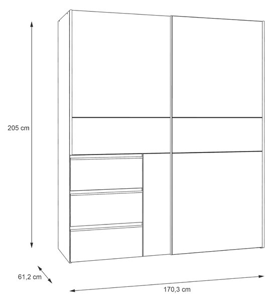 BIELA SKRIŇA SO ZRKADLOM, biela, hliníková, 170/200/61 cm Carryhome - Skrine