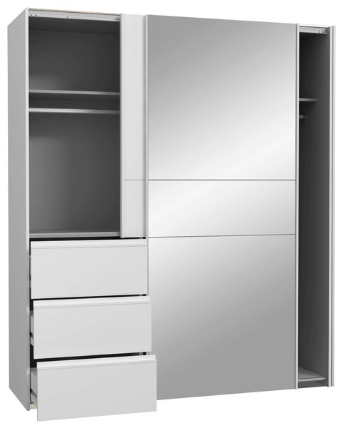BIELA SKRIŇA SO ZRKADLOM, biela, hliníková, 170/200/61 cm Carryhome - Skrine