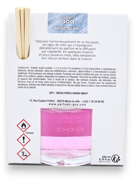 MUSC BLANC 200 ml | jemná čistá pižmová vôňa prádla | aróma difuzér GOA