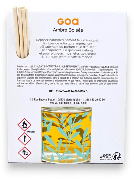AMBRE BOISÉE 200 ml | hrejivá drevitá ambrová vôňa | aróma difuzér GOA