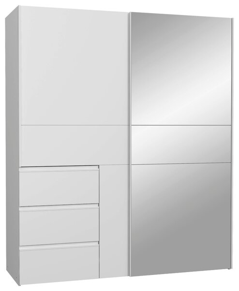 BIELA SKRIŇA SO ZRKADLOM, biela, hliníková, 170/200/61 cm Carryhome - Skrine