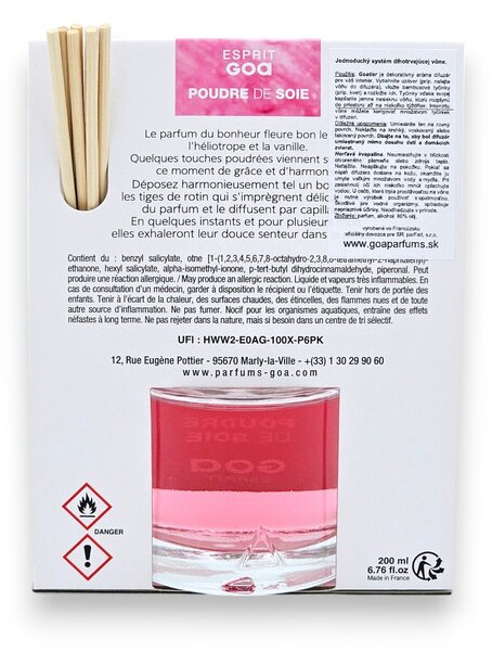 POUDRE DE SOIE 200 ml | jemná púdrová hodvábna vôňa | aróma difuzér GOA