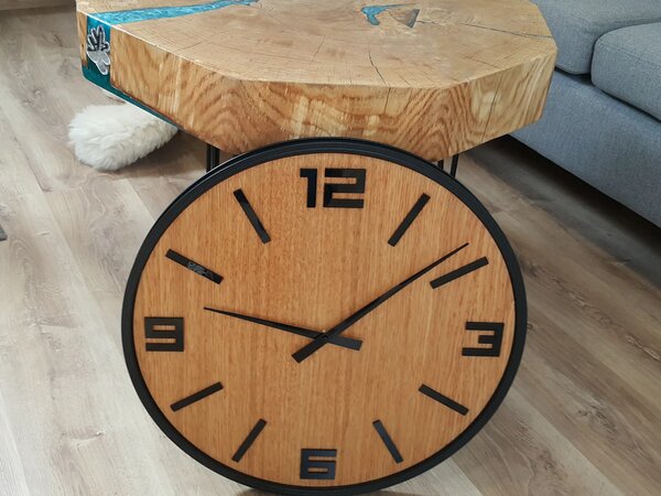 ModernClock Drevené nástenné hodiny Arabik 50 cm dub prírodný/čierny