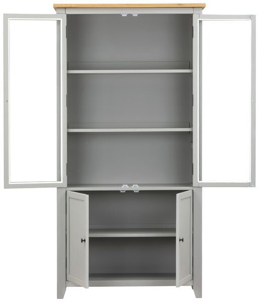 VITRÍNA, dub, borovica, sivá, číra, prírodná farba, 100/195/43 cm MID.YOU - Sklenené vitríny, Online Only