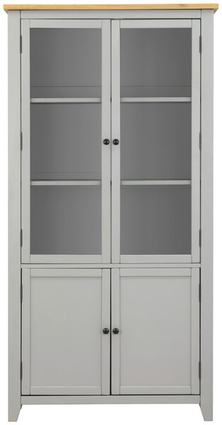 VITRÍNA, dub, borovica, sivá, číra, prírodná farba, 100/195/43 cm MID.YOU - Sklenené vitríny, Online Only