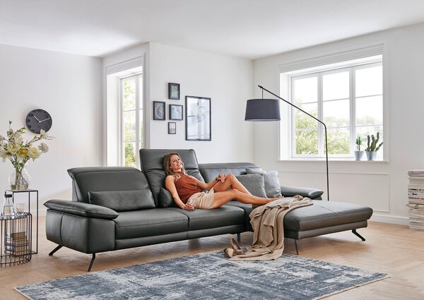 ROHOVÁ SEDAČKA, koža, antracitová Dieter Knoll - Sedačky