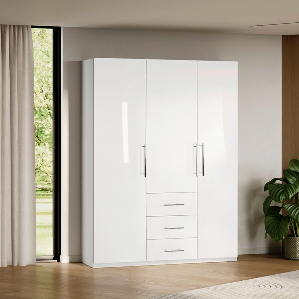 ŠATNÍKOVÁ SKRIŇA, biela, biela s vysokým leskom, 147/219/59 cm P & B - Skrine, Online Only