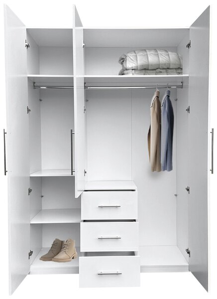 ŠATNÍKOVÁ SKRIŇA, biela, biela s vysokým leskom, 147/219/59 cm P & B - Skrine, Online Only