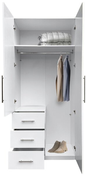 ŠATNÍKOVÁ SKRIŇA, biela, biela s vysokým leskom, 98/219/59 cm P & B - Skrine, Online Only
