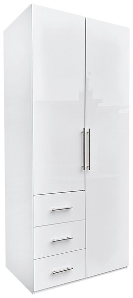 ŠATNÍKOVÁ SKRIŇA, biela, biela s vysokým leskom, 98/219/59 cm P & B - Skrine, Online Only