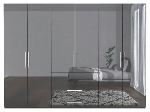 ŠATNÍKOVÁ SKRIŇA, antracitová, antracitová s vysokým leskom, 294/219/59 cm P & B - Skrine, Online Only