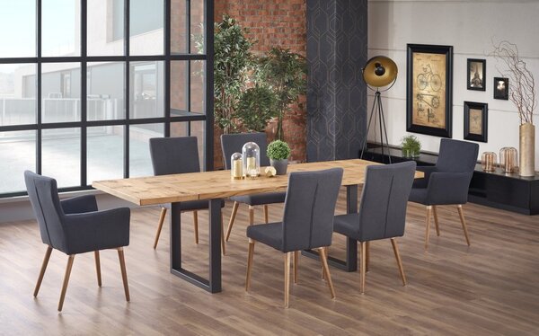 Halmar Rozkladací jedálenský stôl PEREZ 160(250)x90 svetlý dub/čierny