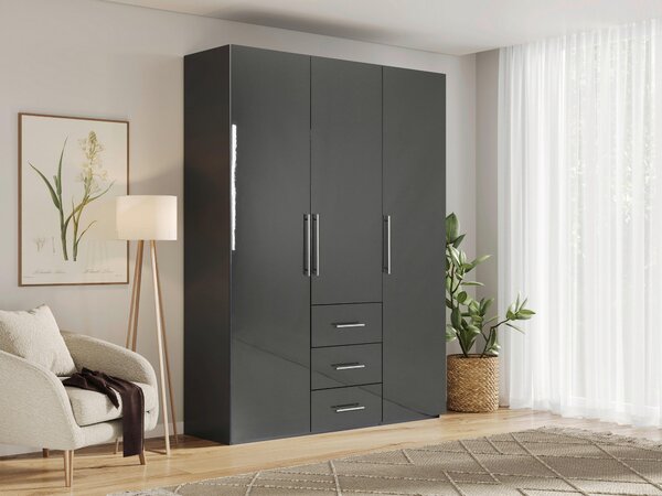 ŠATNÍKOVÁ SKRIŇA, antracitová, antracitová s vysokým leskom, 147/219/59 cm P & B - Skrine, Online Only