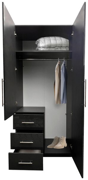 ŠATNÍKOVÁ SKRIŇA, antracitová, antracitová s vysokým leskom, 98/219/59 cm P & B - Skrine, Online Only