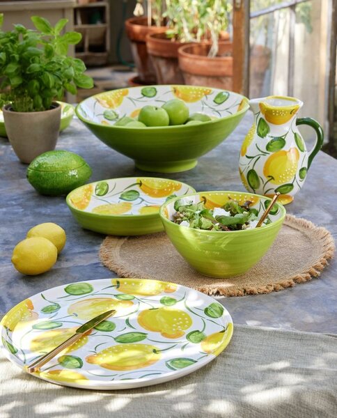 Ručne maľovaný keramický džbán s citrónmi Lemon Pit - 17 * 17 * 21 cm / 850 ml - J-Line by Jolipa