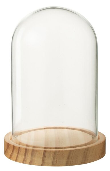 Prírodný drevený podnos so skleneným poklopom Bell Jar S - Ø 11*16 cm - J-Line by Jolipa