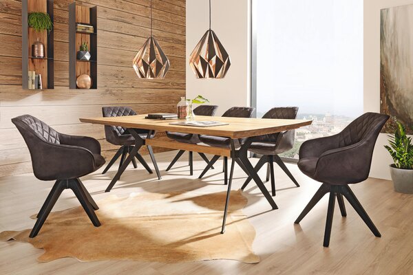 JEDÁLENSKÝ STÔL, divoký dub, čierna, farba duba, 220/100/76 cm Linea Natura - Stoly