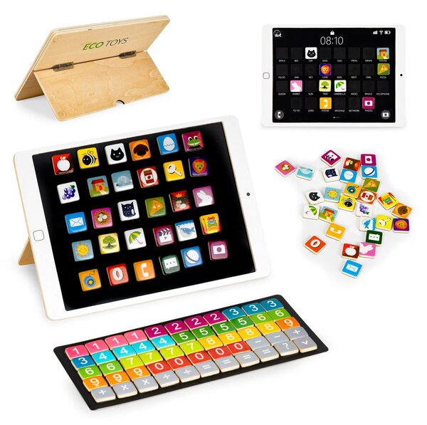 Drevený vzdelávací tablet a magnetická tabuľa ECOTOYS