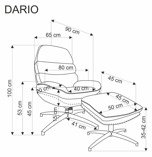 Halmar Kreslo DARIO s podnožkou béžové