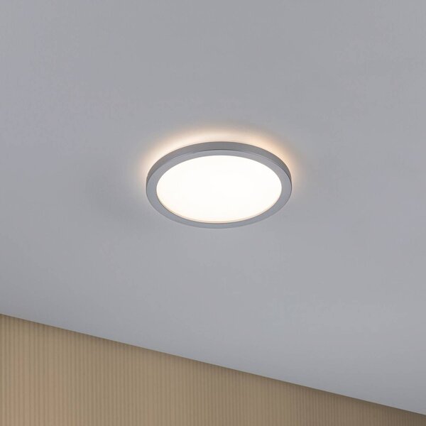 Paulmann LED panel Atria Shine, chróm, Ø 19 cm, 3000 K, zapnutie/vypnutie, IP20, Hliník / sivá / zinok, Obývacia izba / jedáleň, Plast, Moderný, Závesné svietidlo