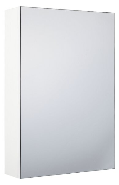 Zrkadlová skrinka do kúpeľne biela preglejka sklo MDF 40 x 60 cm úložný priestor 2 police na stenu moderný štýl kúpeľňa