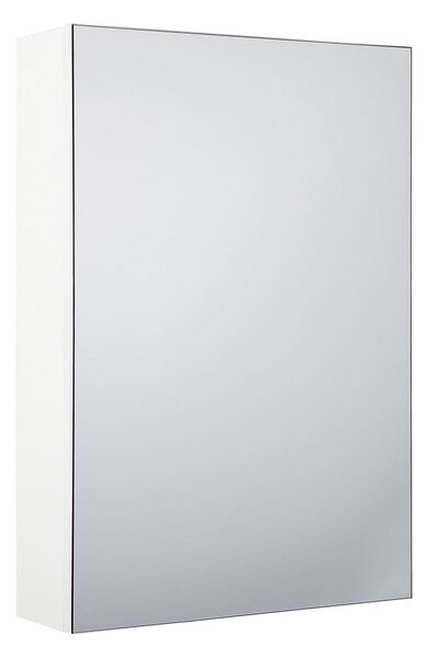 Zrkadlová skrinka do kúpeľne biela preglejka sklo MDF 40 x 60 cm úložný priestor 2 police na stenu moderný štýl kúpeľňa
