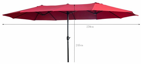 Ak furniture Dvojitý záhradný slnečník TILIA 460x270 cm červený