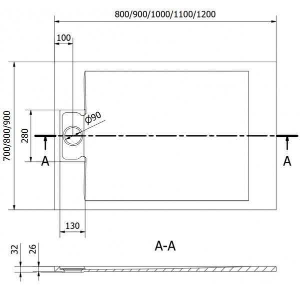 Mexen Otto obdĺžnikový sprchový kút SMC 100 x 90 cm, čierny - 4N709010