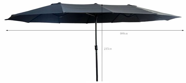 Ak furniture Dvojitý záhradný slnečník TILIA 460x270 cm tmavosivý
