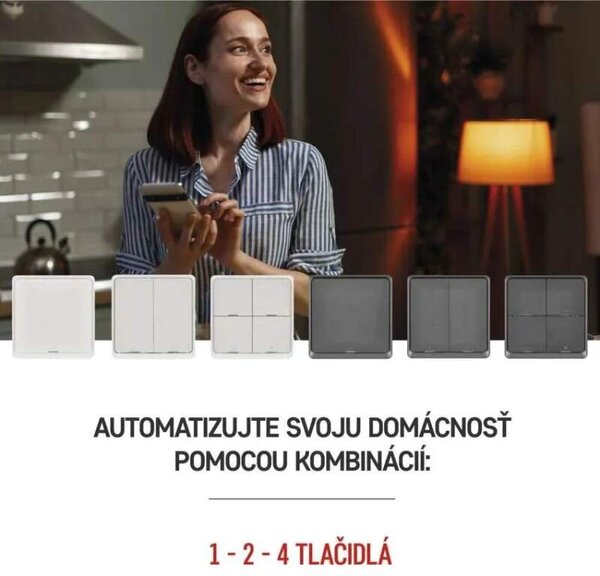 GoSmart Prenosný ovládač scén IP-2004ZB, ZigBee 3.0, 4-tlačidlový (H5016)