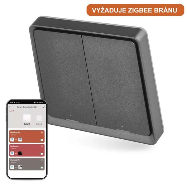 GoSmart Prenosný ovládač scén IP-2002ZB, ZigBee 3.0, 2-tlačidlový (H5015)