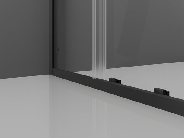 Mexen Exo dvojité posuvné sprchové dvere 170 cm, transparentné, čierne - 8152-170-000-70-00