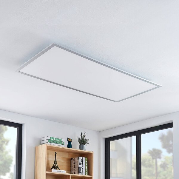 Stropné svietidlo Lindby LED Zento, 120 cm, strieborná, 4 000 K, Hliník / sivá / zinok, Kuchyňa, Plast, Moderný, Stropné svetlo