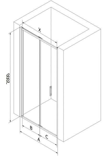 Mexen Exo sklápacie sprchové dvere 65 cm, transparentné, čierne - 816-065-000-70-00