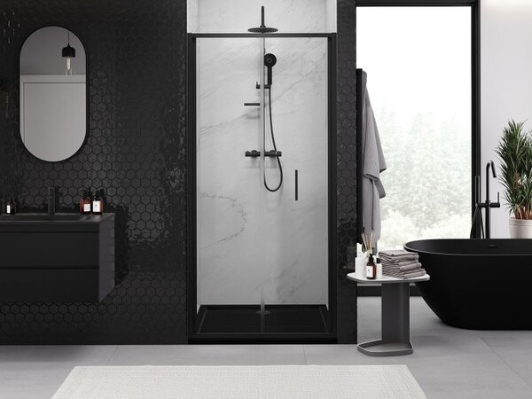 Mexen Exo sklápacie sprchové dvere 65 cm, transparentné, čierne - 816-065-000-70-00