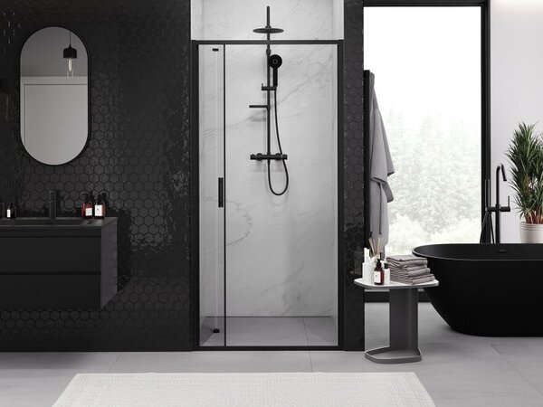 Mexen Exo sklápacie sprchové dvere 65 cm, transparentné, čierne - 816-065-000-70-00