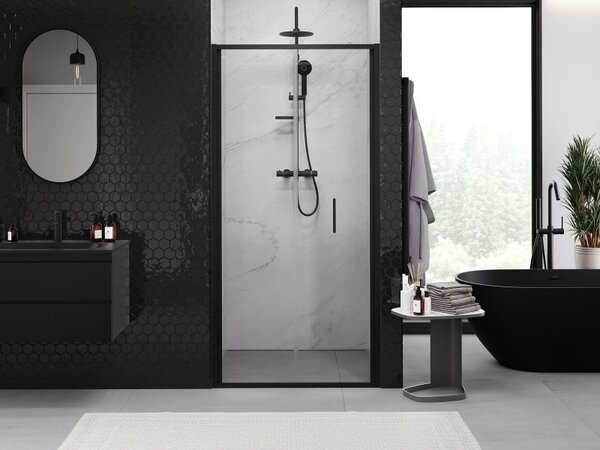 Mexen Exo sklápacie sprchové dvere 65 cm, transparentné, čierne - 816-065-000-70-00