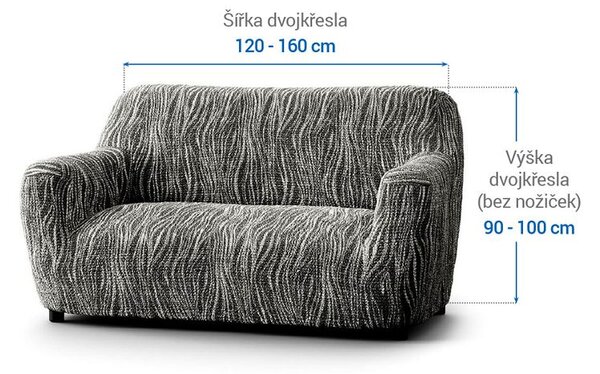 Bielastické poťahy UNIVERSO NOVÉ žíhané čiernobiele dvojkreslo (š. 120 - 160 cm)