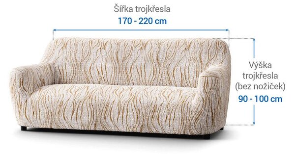 Bielastické poťahy UNIVERSO NOVÉ žíhané béžové trojkreslo (š. 170 - 220 cm)